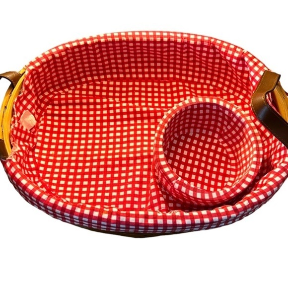 Two Red White Gingham Baskets Heritage Mint Round & Unbranded Oval Chip & Dip - Picture 6 of 15